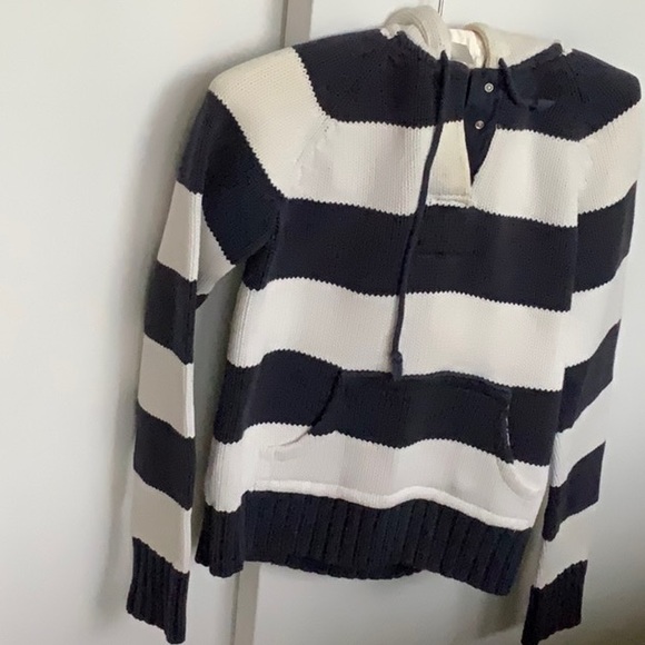 Polo Ralph Lauren navy blue and white stripe cotton sweater hoodie - Picture 1 of 11